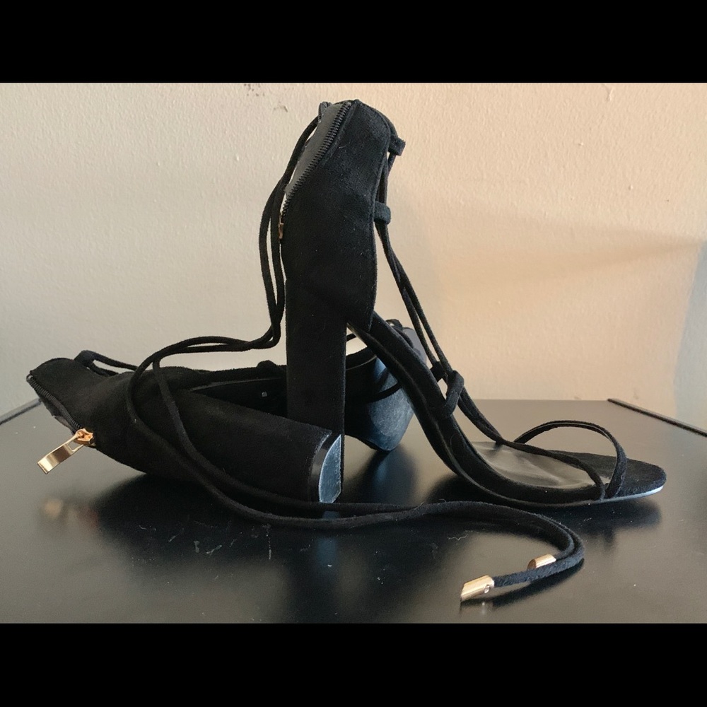 Black lace up heels